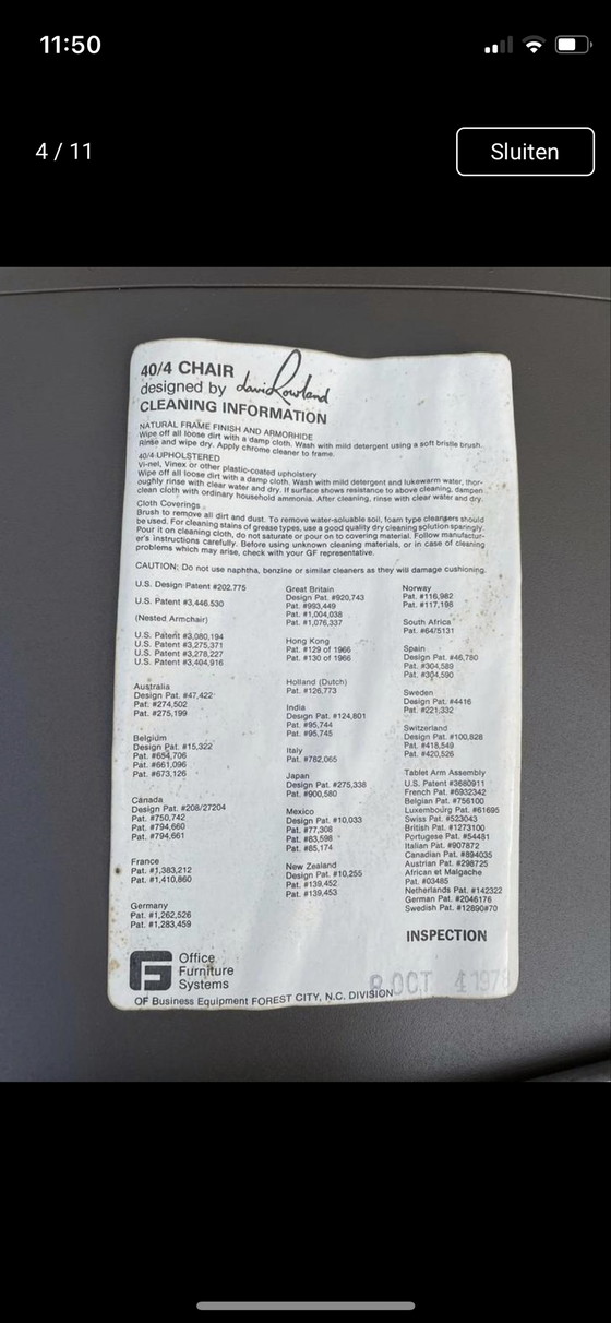 Image 1 of 4x David Rowland 40/4 Stühle