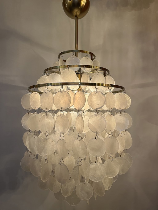 Satz von 2 Hängelampen Kapiz Muschel Lampen opaline Perle Goldrahmen