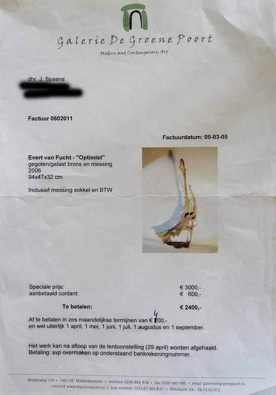 Image 1 of Bronzestatue Evert van Fucht - Optimist