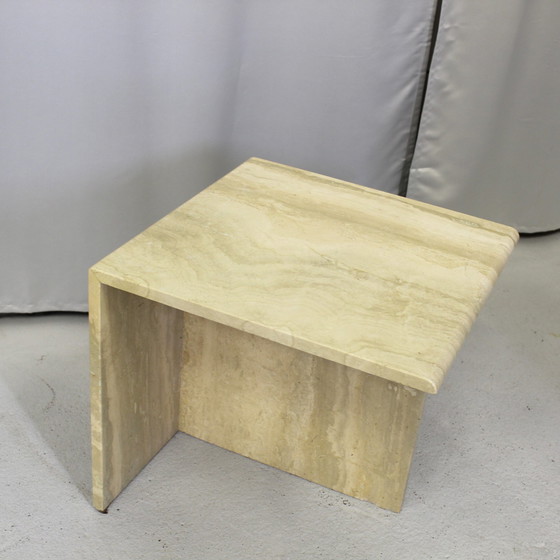 Image 1 of Vintage Beistelltisch aus Travertin