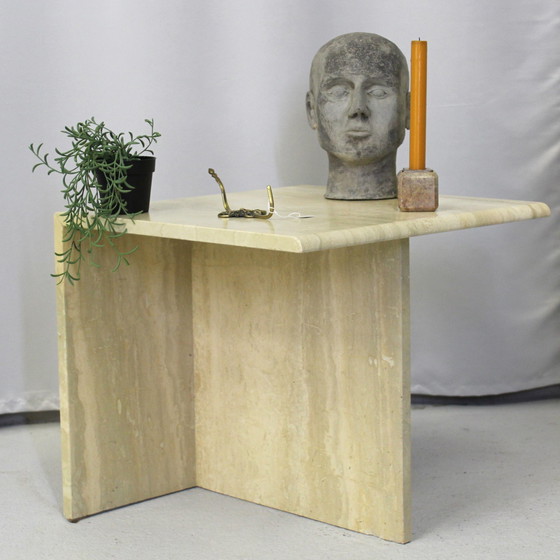 Image 1 of Vintage Beistelltisch aus Travertin