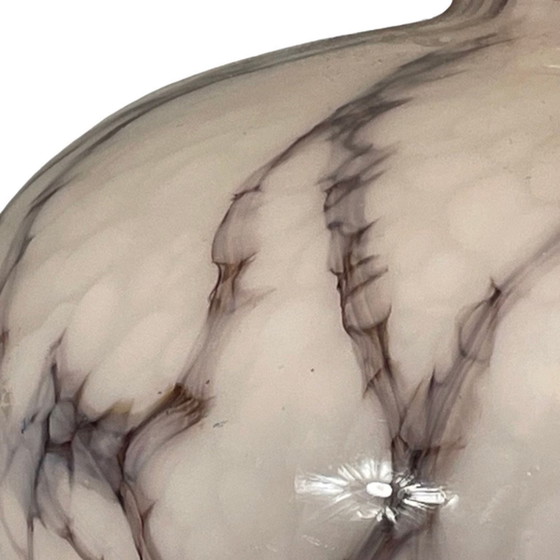 Image 1 of Art Deco – Hängende Pendelleuchte – Deckenleuchte – Rund mit offener Unterseite und Oberseite – Rosa, marmoriertes Muster