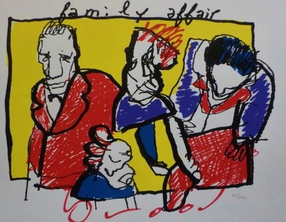 Image 1 of Herman Brood - Großer Farbsiebdruck Family Affair - Handsigniert.