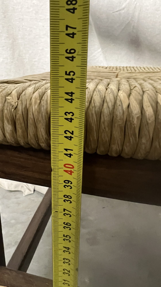 Image 1 of 6x dunkelbrauner Stuhl mit Papierkordelsitz