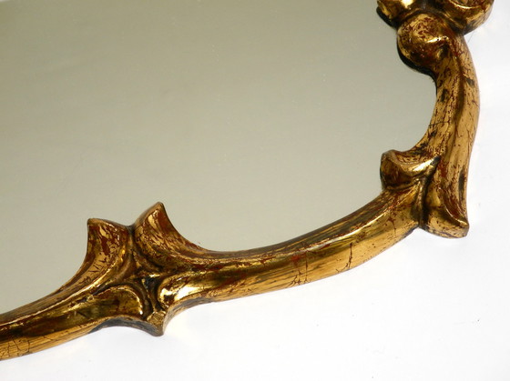 Image 1 of Wunderschöner vergoldeter Wandspiegel aus Holz aus der Moderne Mitte des Jahrhunderts